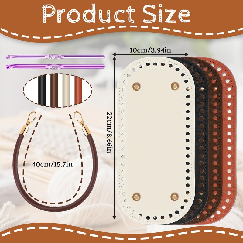 Dimeho 4+8 PCS Crochet Bag Bases with Braided Purse Handles,
