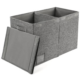 PandaEar Large Toy Storage Box with Lid, Collapsible Organizer Chest Bin Basket for Kids, Boys, Girls, Playroom, Nursery, Bedroom, Closet, 25"x13"x16" (Gray)