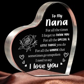 Milcier Gifts for Nana on Birthday, Nana Gifts from Grandchildren, Heart Shaped Acrylic Keepsake, Best Birthday Christmas for Grandma