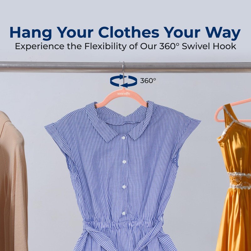 SereneLife 10 Pack Velvet Hangers - Non-Slip with 360° Swivel