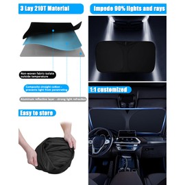 BESTVIEW Front Windshield Sun Shade Compatible with Dodge Ram 2500 3500 2010-2022, Foldable Reflective Sunshade for Car Front Window, 3 Layers 210T Material
