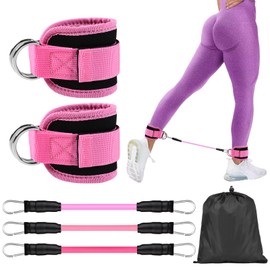 Resistance Bands Set with Ankle Straps, Glutes Workout Equipment, Ankle Bands Working Out Women & Men Leg Butt Training Exercise Equipment for Home Workouts, Gym, Butt Exercise