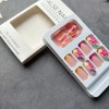 Short Square French Tip Press-On Nails â€“ Nude Pink w/