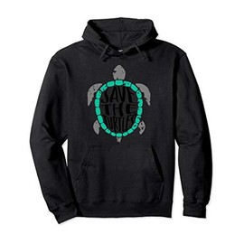 Save The Turtles Cute and Trendy Distressed Turtle in Teal Pullover Hoodie