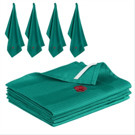 Roseline Microfibre Towels, Kitchen Towels for Daily Use, Absorbent & Lint-Free Tea Towels, Cleaning Cloths, Set of 4, 42 x 68 cm (Green)