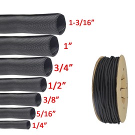 trustmall Braided Sleeve Tube Split Cable Wire Sheath Flame Retardant Insulation Lot - 1-3/16", 336"