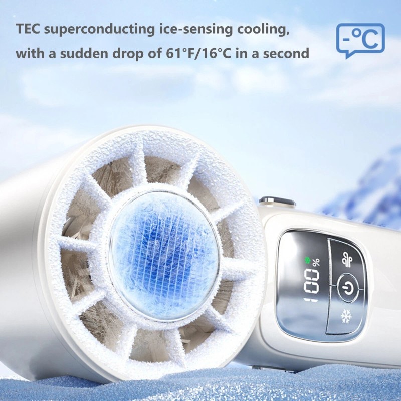 Portable Handheld Turbo Fan 5 Speeds Adjustable Rechargeable 4000mAh Cooling