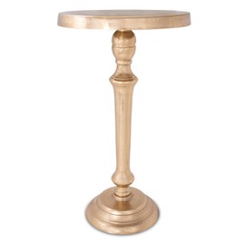 OBJET D'ART Small Round Gold Side Table, Portree Accent Table, Round Pedestal Side Table for Living Room, Small Side Table for Small Spaces, Drink Table, Vintage Brass Style Decor, 21” Height