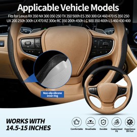 Erivis Steering Wheel Cover for Lexus RX 350 NX 300 350 250 TX 350 500h ES 350 300 GX 460 470 is 350 250 UX 200 250h 300h LX RZ Interior Accessories (Chestnut Brown)