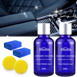 2PCS Polaco de Automóvil, Recubrimiento Ceramico Automotriz, Cera para Auto, 50ml, con Esponja y Paño, Kit para el Cuidado del Interior del Automóvil, para Tableros, Asientos, Volantes