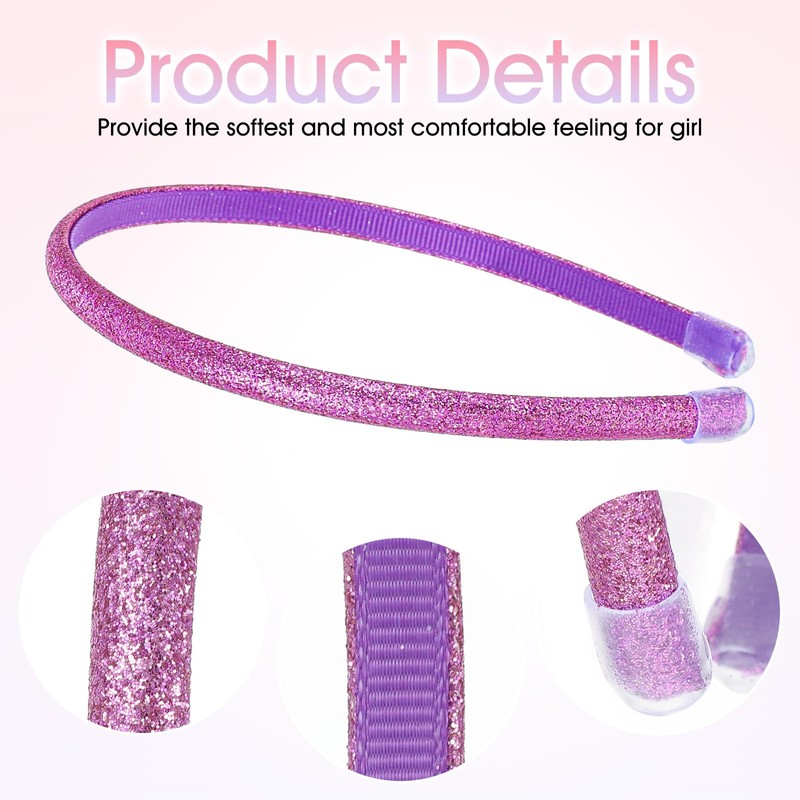 Thin Glitter Headbands for Girls 5 Pcs Sparkly Cute Non