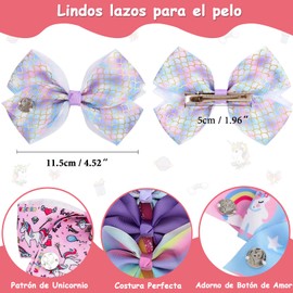 12 Lazos para el pelo para Niñas,Cinta de Grogrén de Unicornio y Sirena Pinzas de Cocodrilo,Regalo Ideal para Niñas Pequeñas,Cumpleaños,Regalo del Día Del Niño(Striped)