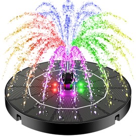 SZMP Solar Water Fountain 2025 Upgraded, 3.5W Solar Fountain Pump Garden Bird Bath with Color LED Lights, 4 Fixes & 7 Nozzles, Bird Bath Garden Patio Pond Pool Fish Tank