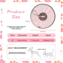 Cat Cone, Protective Adjustable Collar, Cat Cones Recovery Collars, Comfortable Lightweight Collar, to Stop Licking and Scratching, Soft Collar for Wound Care, for Kitten After Surgery (Pink, S)
