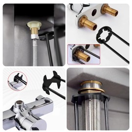 KITCHENASSIST KITCHENASSIST 2pcs Basin Wrench Multifunctional Sink Wrench 7 Sizes Faucet Tool Four-jaw Hex Spanner Universal Plumbers Tool for Tight Spaces Kitchen Bathroom Home