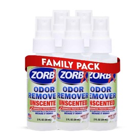 ZORBX Unscented Odor Eliminator for Strong Odor 2 Fl Oz Pack of 5 - Used in Hospitals & Healthcare Facilities - Advanced Formula, Fast-Acting Odor Remover Spray for Dog, Cat, House & Carpet