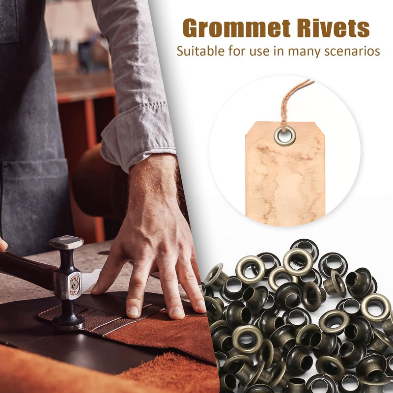Litoexpe 4MM Grommets Eyelets 200 Pcs, Self Backing Eyelets for