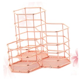 KICHOUSE Desk Pencil Pen Holder in Rose Gold Stationery Organizer Makeup Brush Holder Writing Materials Holder