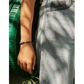 Landorilo Bracelets for Women, 4mm Natural Stone Healing Crystal with 925 Gold Plated Heart Beads, Friendship Beaded Bracelet, Birthday, Valentine's Day, Christmas Love Gift（Lapis Lazuli）