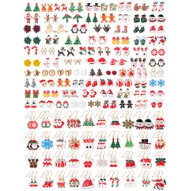 120 Pairs Christmas Stud Earrings Bulk for Christmas Gifts for Women Christmas Drop Dangle Earrings Holiday Earrings Snowflake Stocking Santa Claus Elk Stud Earrings Cute Festive Jewelry