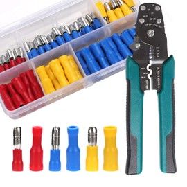 TYJ Bullet/Spade/Fork Wire connectors Kit with Crimp/Stripping/Cutting Multifunction Wire Crimping Tool 22-10 AWG Male and Female Electrical Wiring Crimp Terminal Connectors Kit