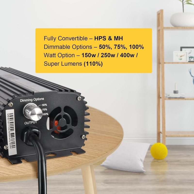 iPower 400W Ballast, Digital Dimmable Electronic Horticulture Ballast for Hydroponic