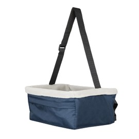 PetSafe Happy Ride Booster Seat for Dogs - Open Road Comfort - Safe Tether System - Zipper Pouch Dog Seat - Machine Washable Fleece Liner - Easy Install Design - Navy - Up to 25 lb