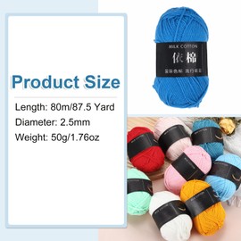 sourcing map 1 Skein Cotton Yarn, 60% Cotton, 40% Acrylic Knitting Yarn Crochet Yarn, Blanket Yarn for Crocheting Each of 50g/1.76oz(Per Skein 80m/87.5 Yard) /Blue