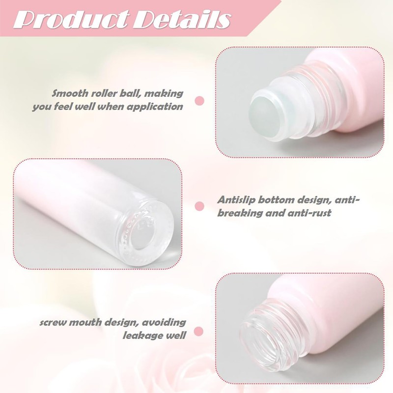 10Packs Refillable Roll-on Bottles Leak proof Glass Roller Bottles for