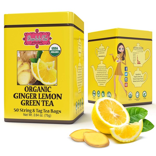 Brew La La Organic Green Tea - Natural Ginger Lemon