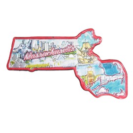 Massachusetts Shaped Refrigerator Magnet, Premium State Souvenir Magnetic Accessory, Approximately 2 Inches