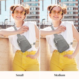 S-ZONE Genuine Leather RFID Blocking Small Sling Bag Women Crossbody Fanny Packs