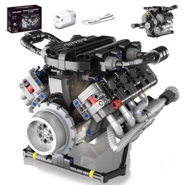 Suplanet Engine Building Blocks Sets,V8 Engine Model kit That Runs with LED Light & Motor,Collectible Set for Adults,Car Engine Building Engineering STEM Projects for Kids Boys (715 Pcs)
