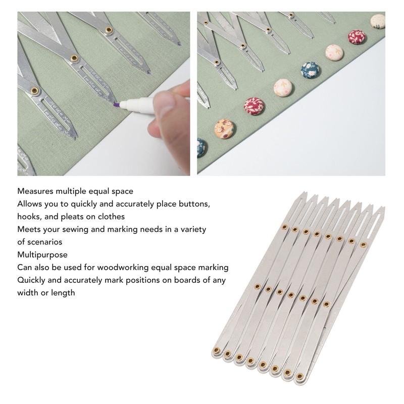 Expanding Sewing Gauge Aluminum 8 Heads Button Guide Equal Space