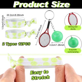 Nuogo 60 Pcs Tennis Party Favors Tennis Gifts Includes 12 Mini Racket Keychain 12 Charm Bracelets Cosmetic Bag Hair Scrunchies and Hair Ties for Sport Lovers Girls Team