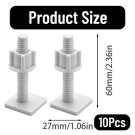 10 White Toilet Seat Screws, Stainless Steel and PP Material, 2.7x 6 Cm Toilet Seat Bolts and Nuts, Durable Hinge Screws for Secure Toilet Seat Fittings, Cage Nuts and Bolts for Bathroom Maintenance