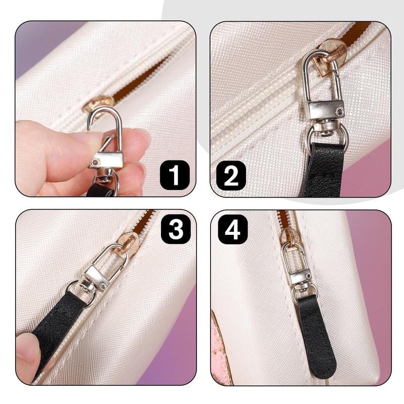 PEOVLVN 8 PCS Zipper Pulls Replacement, Leather Handle Detachable Zipper