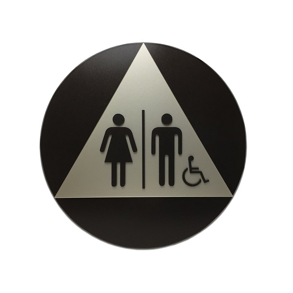 ADA Compliant, California Title 24 Restroom Signs - Black &