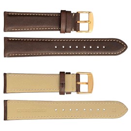 WOCCI Watch Band, 0.9 inch (24 mm) Replacement Strap, Vintage Genuine Leather Watch Band, Dark Brown Gold Buckle, Leather