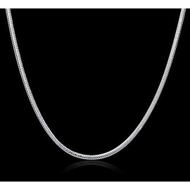 Beads R Us ® - Solid Sterling Silver 3mm Snake Chain Unisex Necklace with 11mm Lobster Clasp - 50cm long (20 inches)