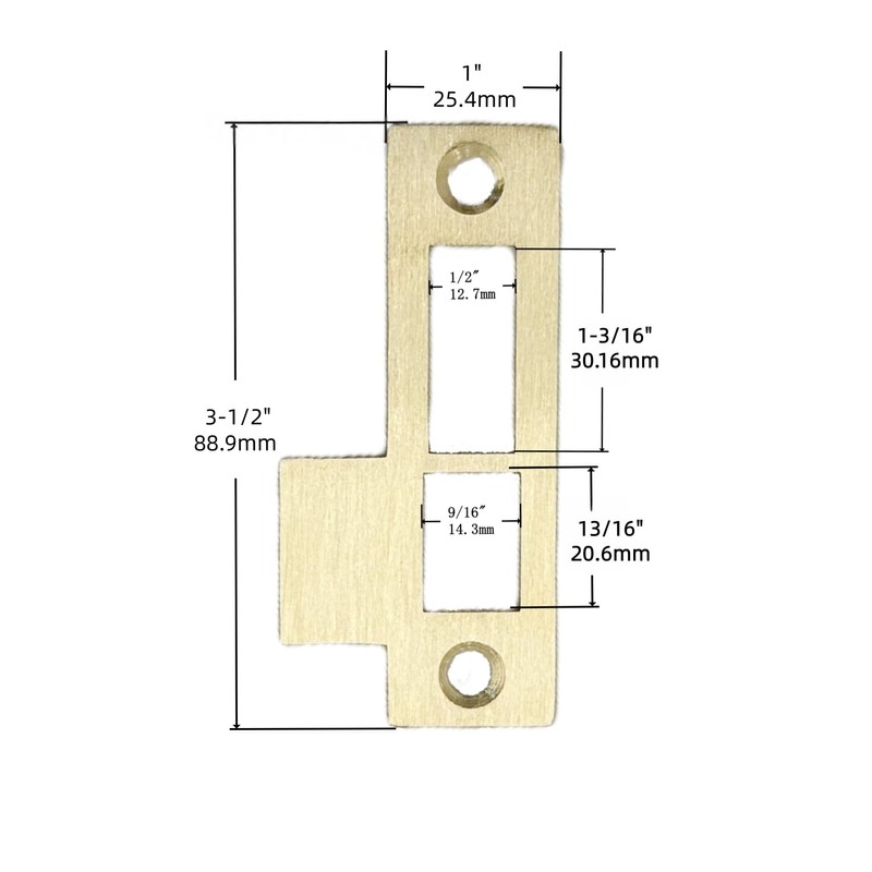 3-1/2" Brushed Brass Mortise Door Strike Plate Replacement Model 312AB