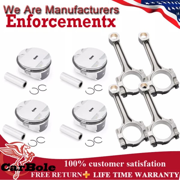 Carbole Engine Pistons Rings Set & 4 Connecting Rod FIT
