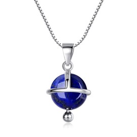COAI Women's 925s Necklace with Planet Pendant, Lapis Lazuli, Lapis Lazuli