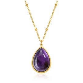 CrystalTears Amethyst Crystal Necklace for Women Dainty Gold Teardrop Healing Crystal Pendant Necklace Jewellry Gifts for Women Mum Girlfriend Birthday Mother’s Day Christmas