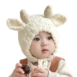 SLINX DM04 Baby Newborn Hat, Knit Animal Ears, Sheep Ears, Cute, Warm, Cold Protection, For Kids, Boys, Girls, Kids, Baby, Spring, Autumn, Winter, 0-2 Years Old, Fluffy, One Size Fits All, white