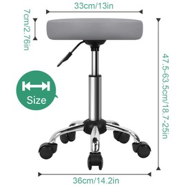 FURWOO Adjustable Salon Chair Small Rolling Stool with Wheels for Spa Salon Massage Home Office Grey