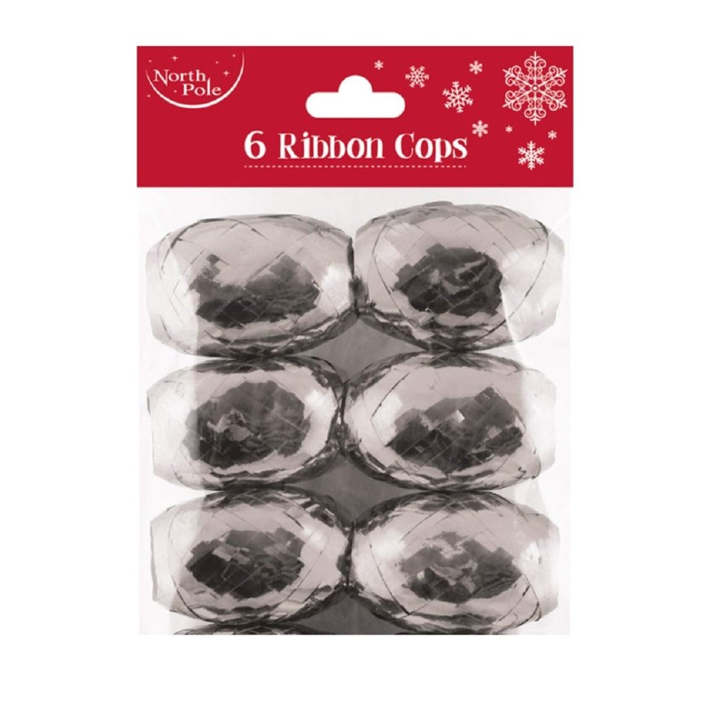 Eurowrap Ribbon Cops, Pack of 6 - Silver, Gold, Red