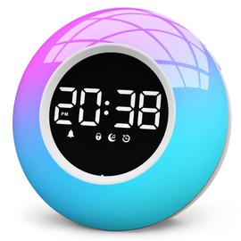 White Noise Sound Machine with 30 Soothing Sounds & 12 Colors Light, Sunrise Alarm Clock Wake Up Light, Adjustable Volume & Night Light, Timer, Ideal for Adults, Kids, Heavy Sleepers