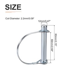 DTGN 12mm x 80mm (DxL) Shaft Locking Pin - 1Pack - Good for Farm Trailers Lawn - Carbon Steel Round Trailer Coupler Pin - Silver Tone