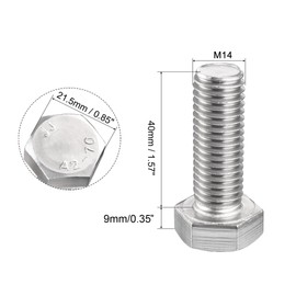 TA-VIGOR M14-2 x 40mm Hex Bolts, 304 Stainless Steel Fully Threaded Coarse Thread Machine Screws, Heavy Duty M14 Hex Bolts for Furniture, Equipment and DIY Repair 2Pcs